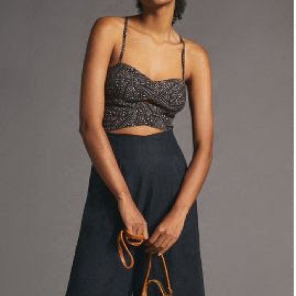 NWT Anthropologie Black Motif Sleeveless Cut-Out Tank, L